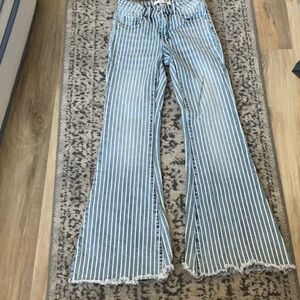 White striped flare jeans